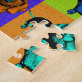 Pop-Kunst-Dackel-Platten Puzzle (Seite)