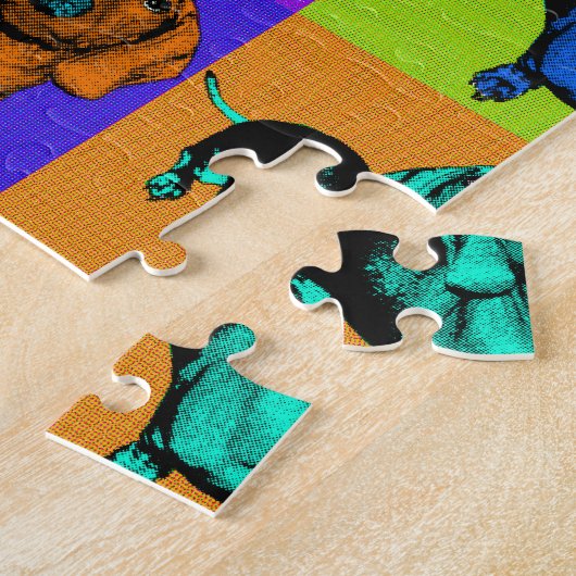 Pop-Kunst-Dackel-Platten Puzzle (Seite)