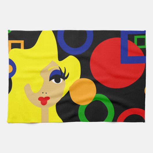 Pop-Kunst-Datums-bunte Küchen-Tücher Geschirrtuch (Horizontal)