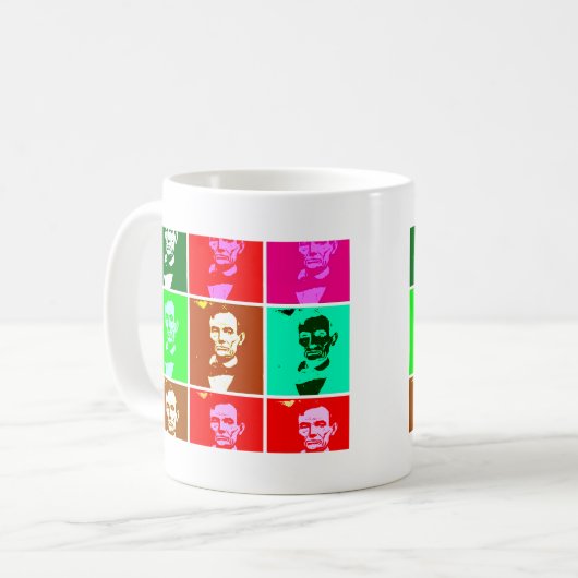 Pop-Kunst .esque Abraham Lincoln Kaffeetasse (Vorderseite Links)