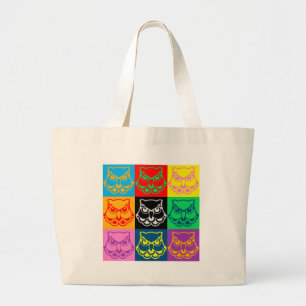 Pop-Kunst-Eulen-Gesicht Jumbo Stoffbeutel