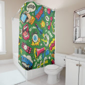 Pop Kunst: Farbiges Comic Nahtlos Duschvorhang (Beispiel)