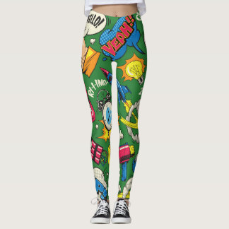 Pop Kunst: Farbiges Comic Nahtlos Leggings