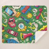 Pop Kunst: Farbiges Comic Nahtlos Sherpadecke (Vorderseite (Horizontal))