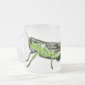Pop-Kunst-Grün-Heuschrecke Mattglastasse (Vorderseite Links)