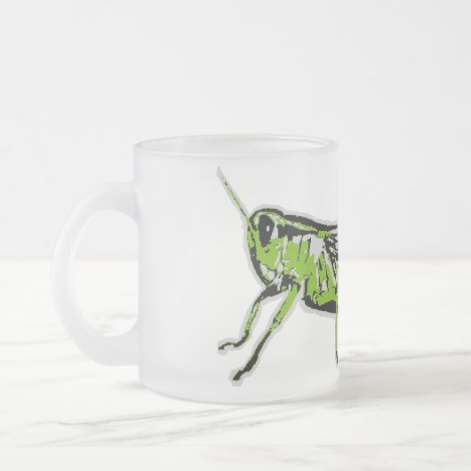 Pop-Kunst-Grün-Heuschrecke Mattglastasse (Links)