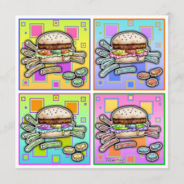 Pop-Kunst HAMBURGER-EINLADUNG Einladung