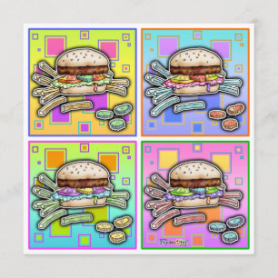 Pop-Kunst HAMBURGER-EINLADUNG Einladung