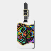 Pop-Kunst-Haustier-Mops-bunte Kunst Retro Gepäckanhänger (Vorderseite vertikal)