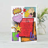Pop-Kunst-Hochzeits-Einladung 2 Einladung (Stehend Vorderseite)