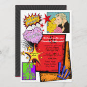 Pop-Kunst-Hochzeits-Einladung 2 Einladung (Vorne/Hinten)