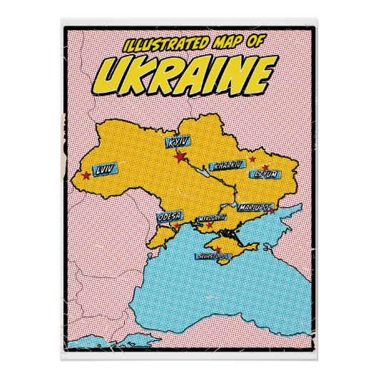Pop Kunst Illustriert Ukraine Poster (Vorderseite)
