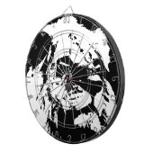 Pop-Kunst in Schwarz-Weiß Dartscheibe (Vorderseite rechts)