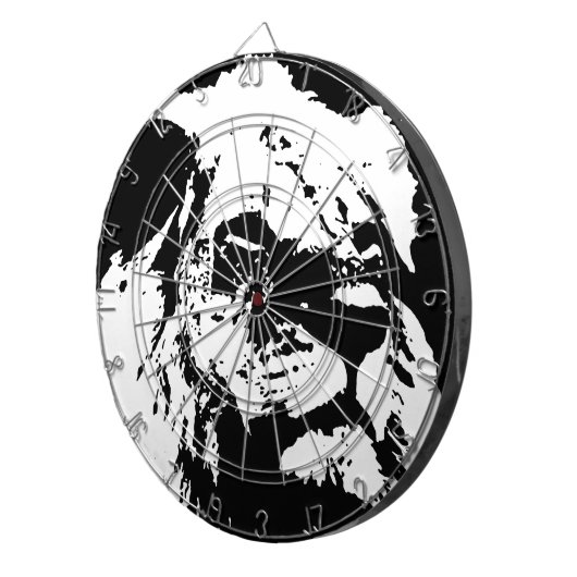 Pop-Kunst in Schwarz-Weiß Dartscheibe (Vorderseite rechts)