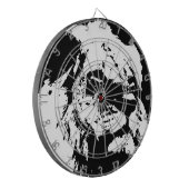 Pop-Kunst in Schwarz-Weiß Dartscheibe (Vorderseite Links)