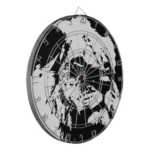Pop-Kunst in Schwarz-Weiß Dartscheibe (Vorderseite Links)