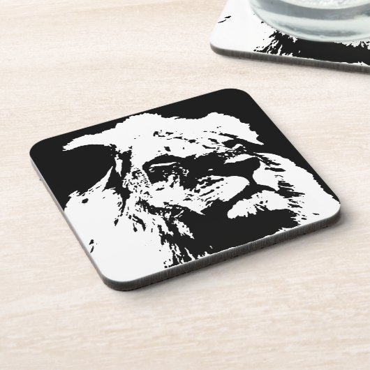 Pop-Kunst in Schwarz-Weiß Getränkeuntersetzer (Linke Seite)