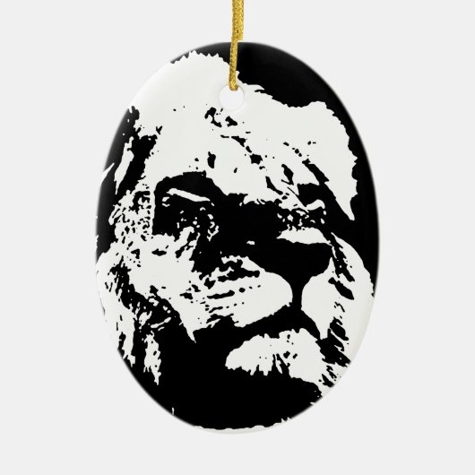 Pop-Kunst in Schwarz-Weiß Keramik Ornament (Vorne)