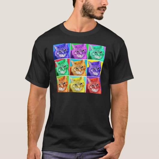 Pop-Kunst-Katze T-Shirt (Vorderseite)