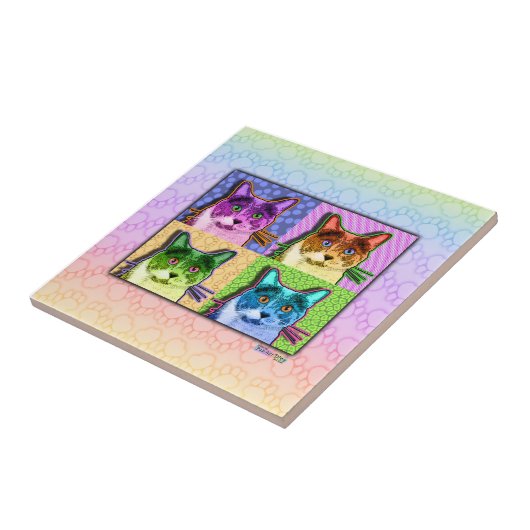 Pop-Kunst-Katzen-Keramik-Fliese Fliese (Seite)