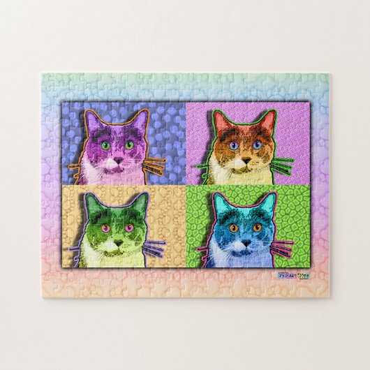 Pop-Kunst-Katzen-Puzzlespiel Puzzle (Horizontal)
