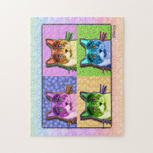 Pop-Kunst-Katzen-Puzzlespiel Puzzle (Vertikal)