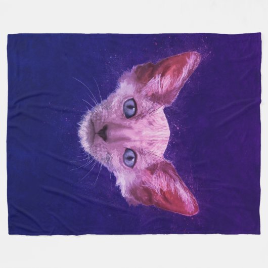 Pop-Kunst Lykoi Werewolf-Katze Fleecedecke (Vorderseite (Horizontal))