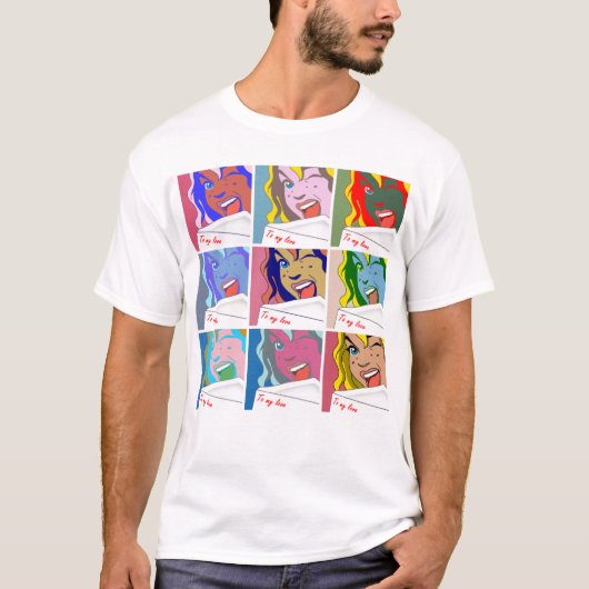 POP-KUNST-MÄDCHEN T-Shirt (Vorderseite)
