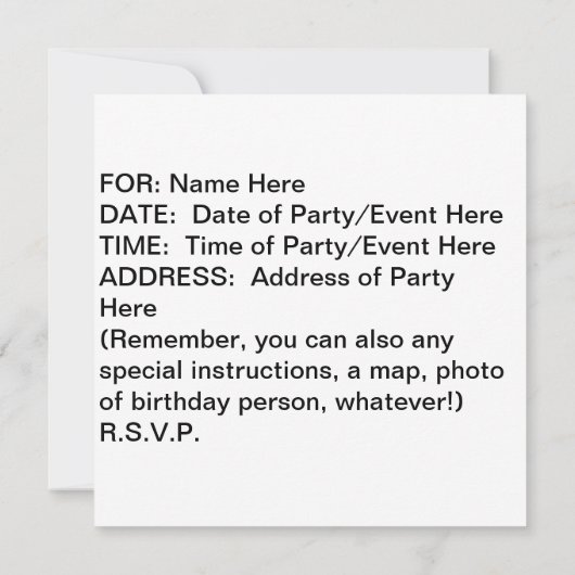 Pop-Kunst MARGARITAS QUADRAT. PARTY EINLADUNG (Rückseite)