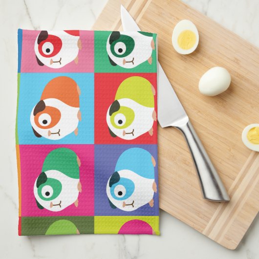 Pop-Kunst-Meerschweinchen Geschirrtuch (Viertel Falte)