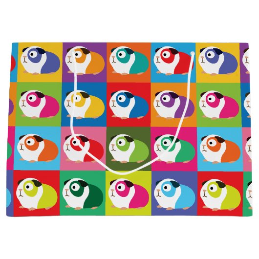 Pop-Kunst-Meerschweinchen Große Geschenktüte (Vorderseite)