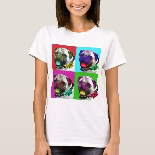 Pop-Kunst-Mops-Frauen T-Shirt (Vorderseite)