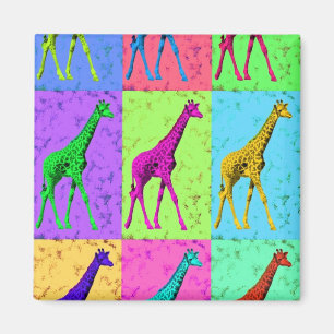 Pop-Kunst Popart gehende Giraffe Mehrfarben Magnet