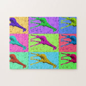 Pop-Kunst Popart gehende Giraffe Mehrfarben Puzzle (Horizontal)