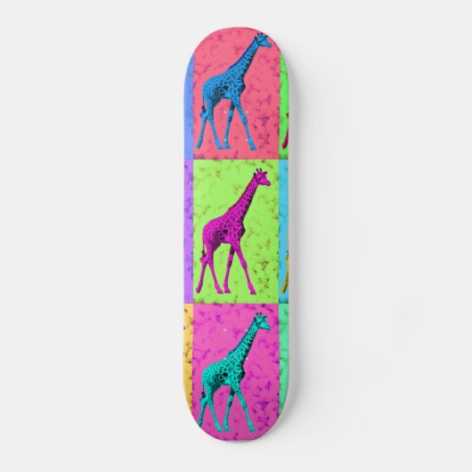 Pop-Kunst Popart gehende Giraffe Mehrfarben Skateboard (Vorderseite)