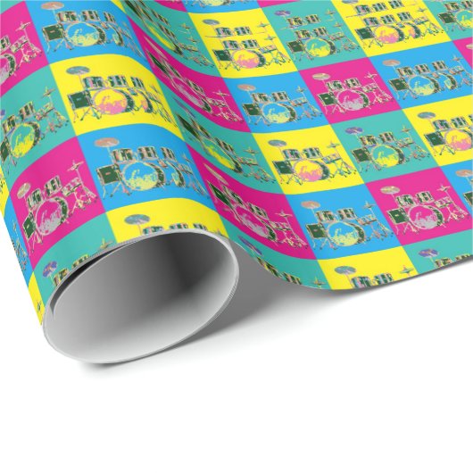 Pop-Kunst-Retro Musik-Trommel Geschenkpapier (Rolleneckpunkt)