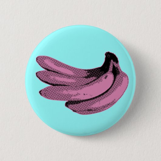 Pop-Kunst-Rosa-Bananen-Grafik Button (Vorderseite)