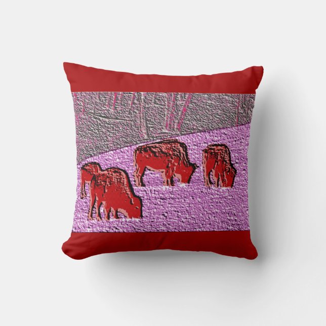 Pop-Kunst-Rosa-Büffel Kissen (Vorderseite)