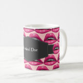 Pop-Kunst-Rosa-Lippenmake-up Kaffeetasse (VorderseiteRechts)