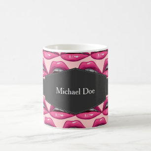 Pop-Kunst-Rosa-Lippenmake-up Kaffeetasse