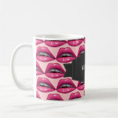 Pop-Kunst-Rosa-Lippenmake-up Kaffeetasse (Links)