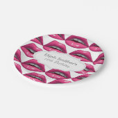 Pop-Kunst-Rosa-Lippenmake-up Pappteller (Schrägansicht)