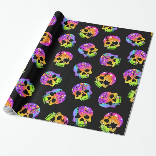 POP-KUNST-SCHÄDEL-VERPACKUNGS-PAPIER GESCHENKPAPIER (Ungerollt)