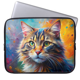POP KUNST SCHAUEN BROWT TABBY CAT AUS LAPTOPSCHUTZHÜLLE