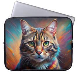 POP KUNST SCHAUEN BROWT TABBY CAT AUS LAPTOPSCHUTZHÜLLE