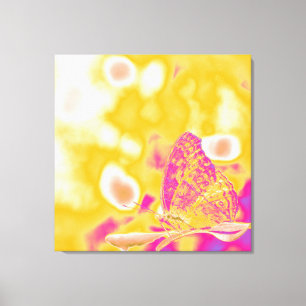 Pop-Kunst-Schmetterling auf Blatt Leinwanddruck