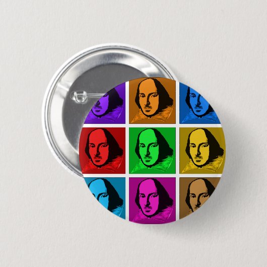 Pop-Kunst Shakespeare Button (Vorne & Hinten)