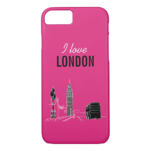 Pop-Kunst-Skizze-Neonschwarzes Londons modernes Case-Mate iPhone Hülle