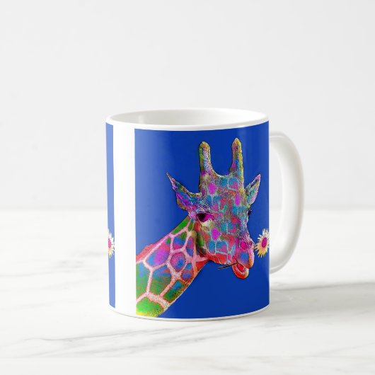 Pop-Kunst-Sonnenblume-Giraffe Kaffeetasse (VorderseiteRechts)
