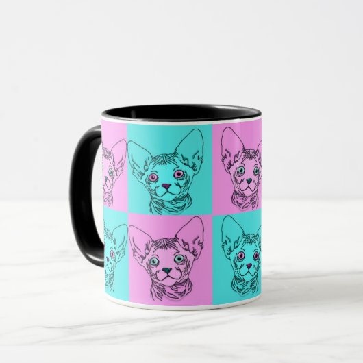 Pop-Kunst Sphynx Kätzchen-Tasse Tasse (Vorderseite Links)